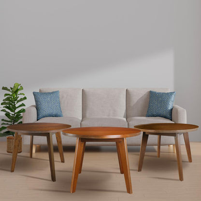 Genuine 24" Round Coffee Table with Solid American Gum - Sweet Oak