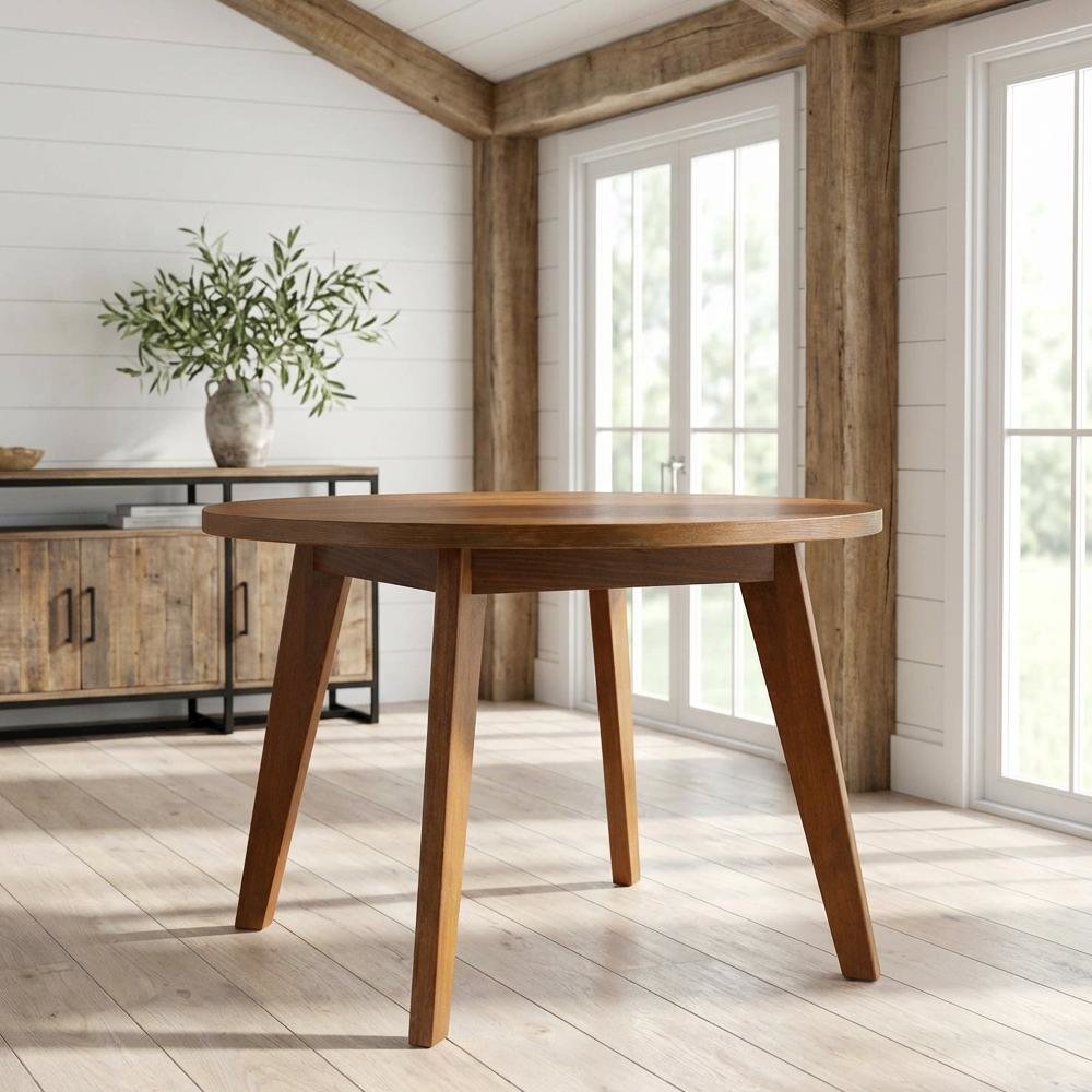 Round Coffee Table Sweet Oak with Solid American Gum Wood and Sturdy Base