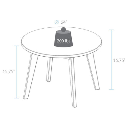 Genuine 24" Round Coffee Table with Solid American Gum - Walnut