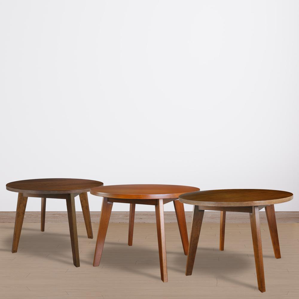 Genuine 24" Round Coffee Table with Solid American Gum - Walnut