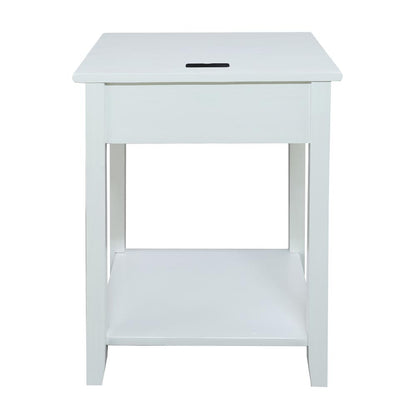 Night Owl Nightstand with USB Port-White