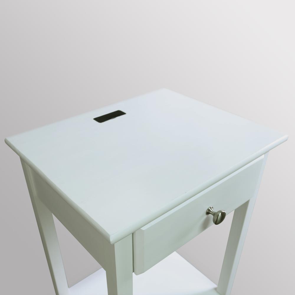 Night Owl Nightstand with USB Port-White
