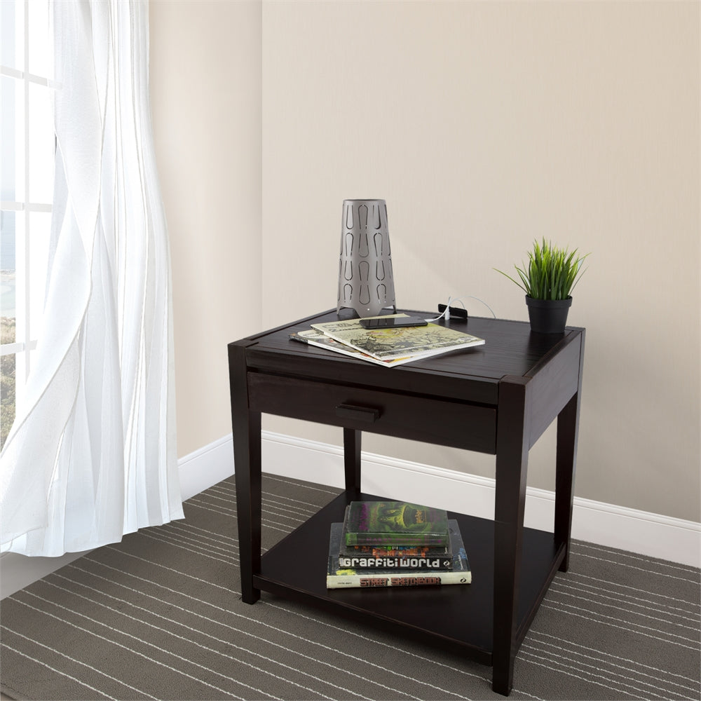 Notre Dame Night Stand with Usb Port-Espresso