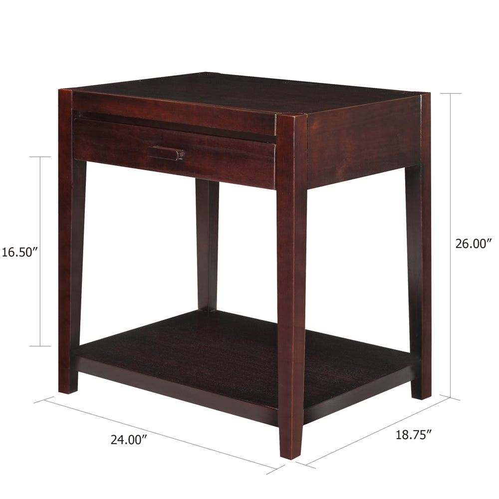Notre Dame Night Stand with Usb Port-Espresso