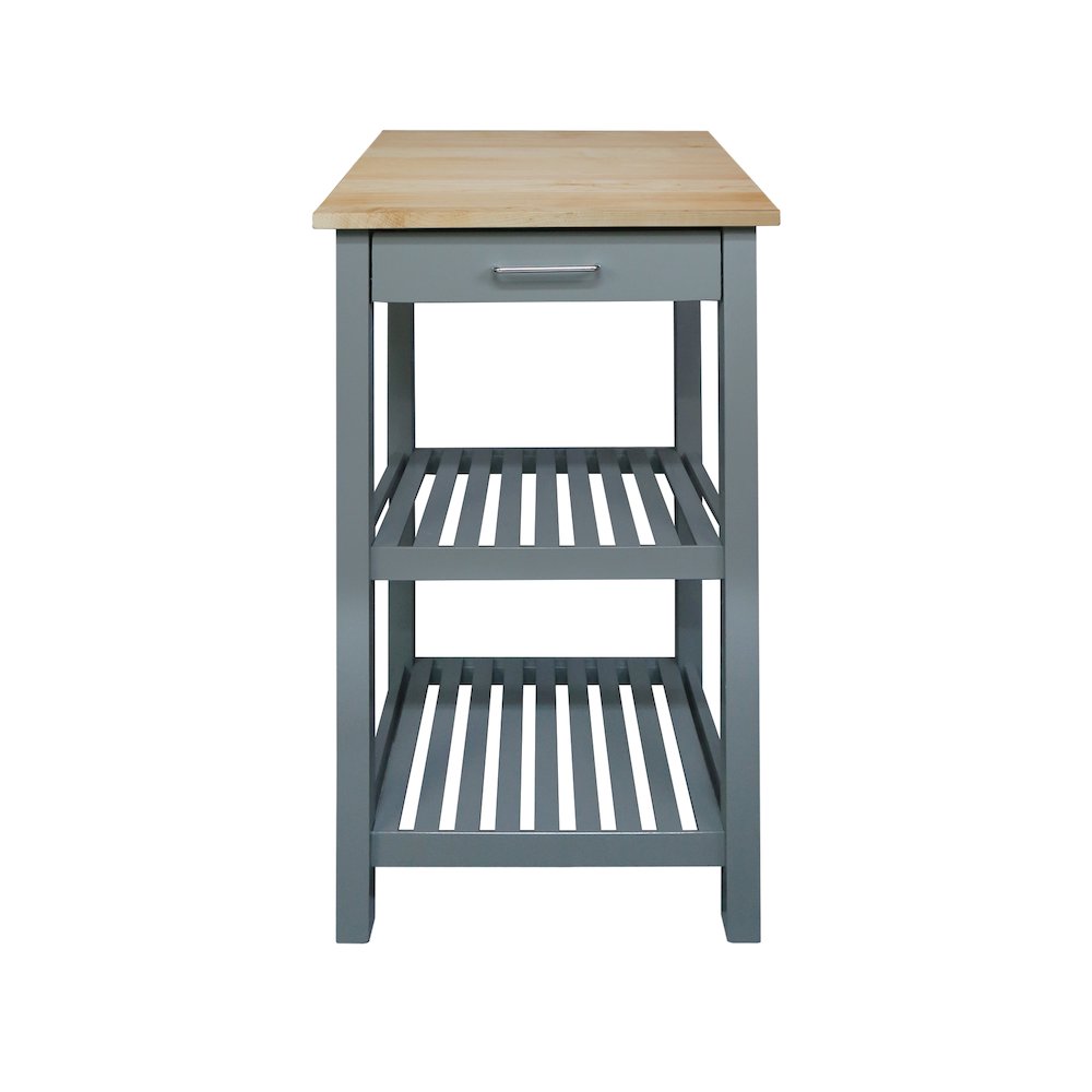 Sunrise Kitchen Island with Solid Wood Top - Slate Gray