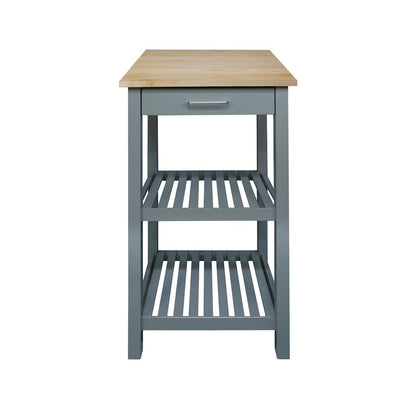 Sunrise Kitchen Island with Solid Wood Top - Slate Gray