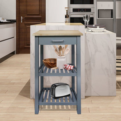 Sunrise Kitchen Island with Solid Wood Top - Slate Gray