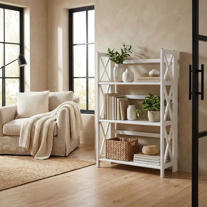 Wooden Bookcase in Natural Finish with 3 Shelves and Sturdy Construction
