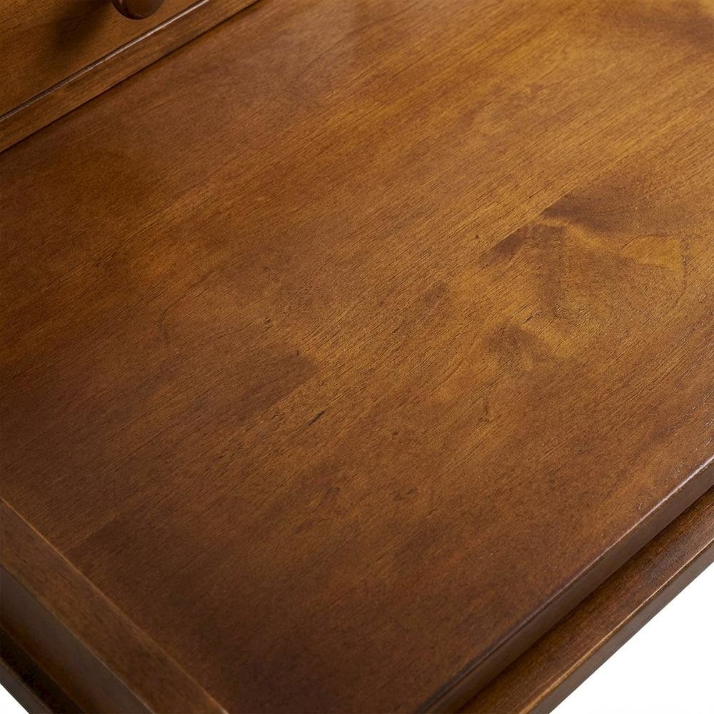 Mid Century Modern Wooden Computer Desk with Drawers and Hidden Compartment