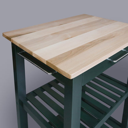 Sunrise Kitchen Island with Solid Wood Top, Hunter Green