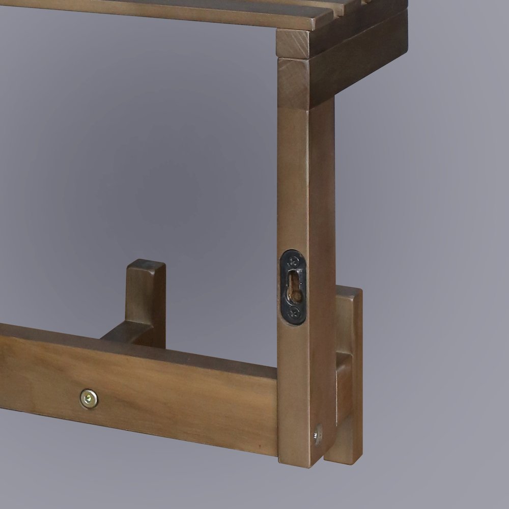 100% Solid American Hardwood Floating Wall Mounted Hook with Shelf - Autumn Gray