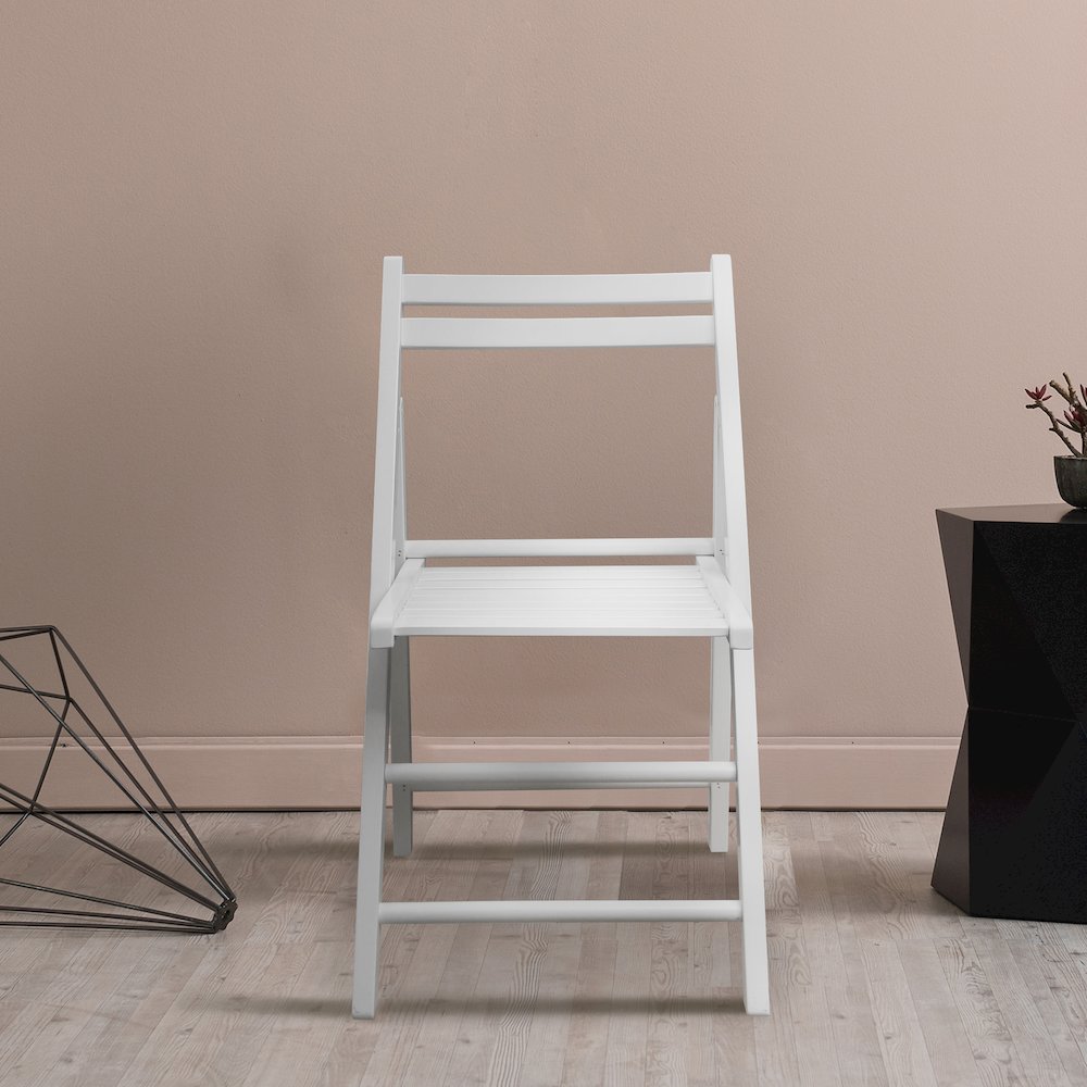 Casual Home Wooden Folding Chairs 2-Pcs Set - White