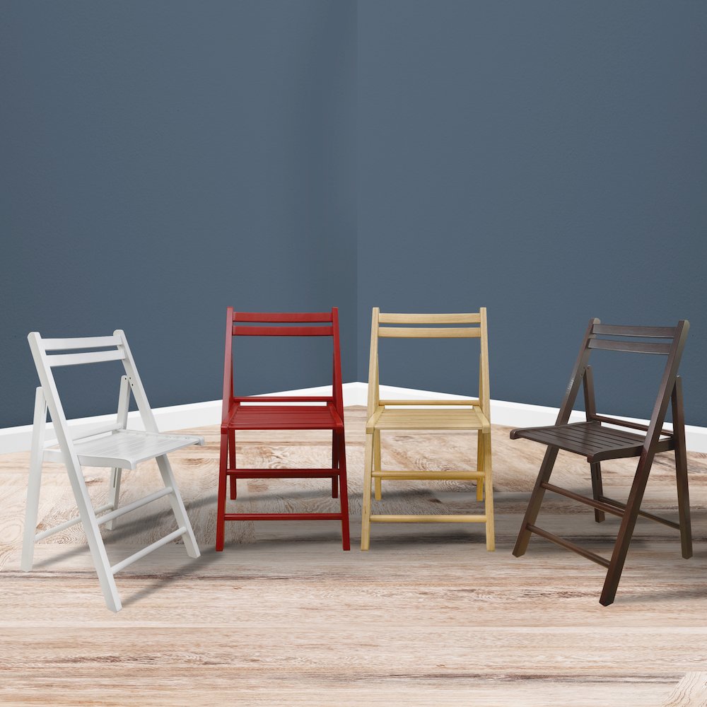Casual Home Wooden Folding Chairs 2-Pcs Set - White