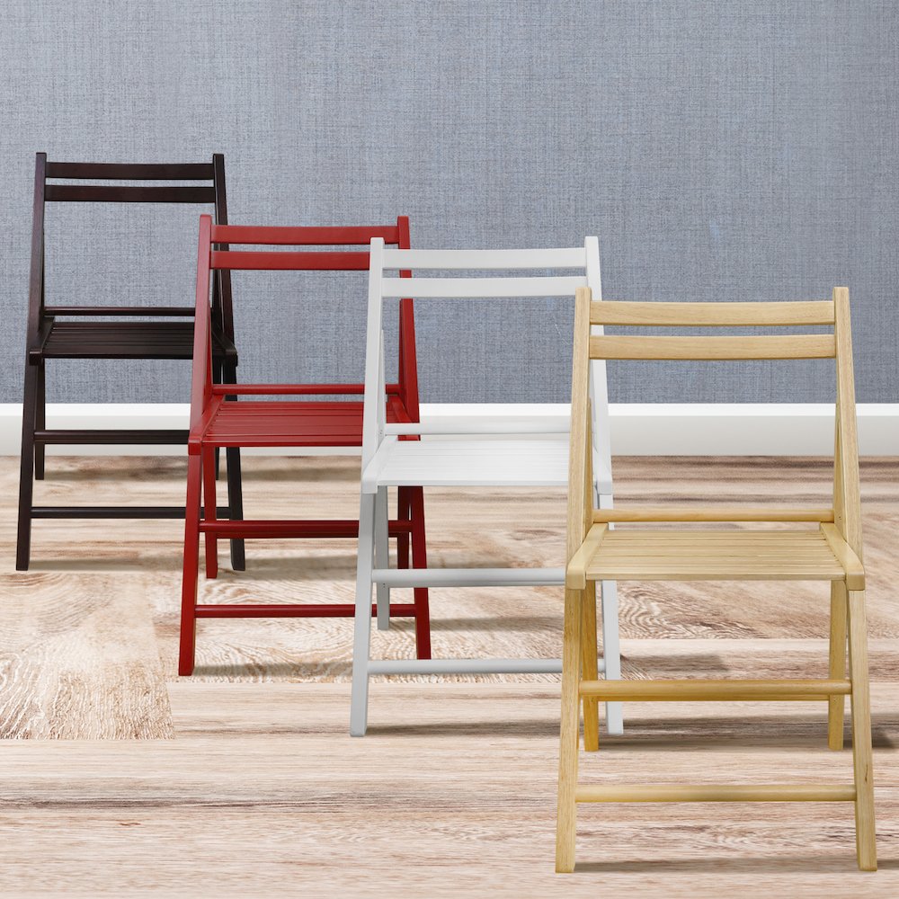 Casual Home Wooden Folding Chairs 2-Pcs Set - Red