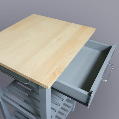 Sunrise Kitchen Island with Solid Wood Top - Slate Gray