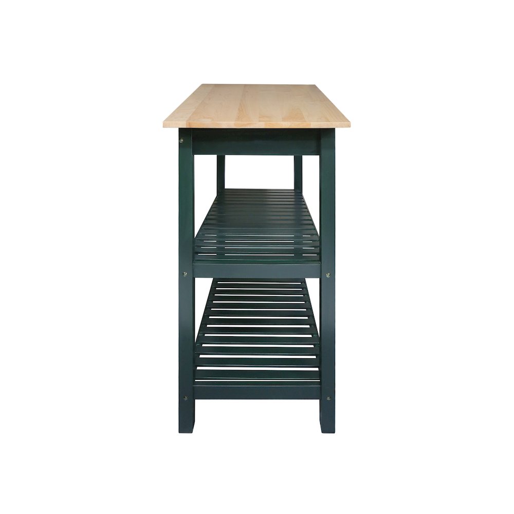 Kitchen Island with Solid American Hardwood Top, Hunter Green