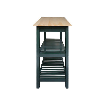 Kitchen Island with Solid American Hardwood Top, Hunter Green