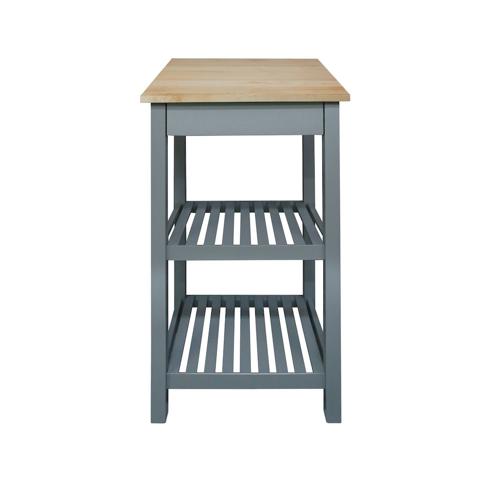 Sunrise Kitchen Island with Solid Wood Top - Slate Gray