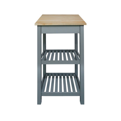 Sunrise Kitchen Island with Solid Wood Top - Slate Gray