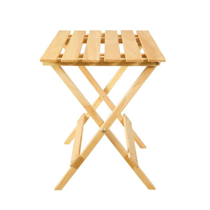 Portable Solid Wood Folding Side Table 2-Piece Set - Natural