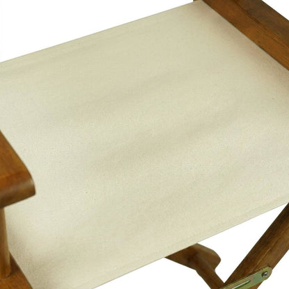 Beige Director's Chair, Honey Oak Frame, 18-Inch Seat Folding