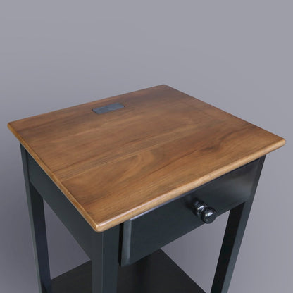 Night Owl Nightstand with USB Port - Walnut Black