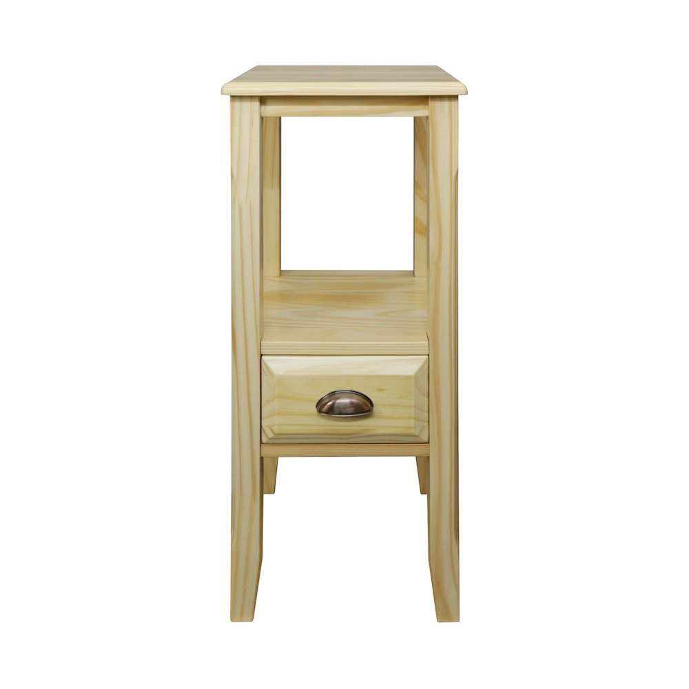 2-Tier Tall Side Table with Drawer - Natural