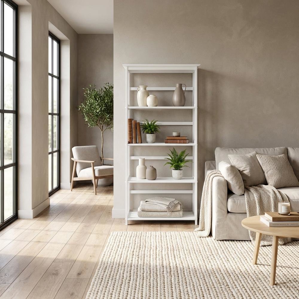 Wooden Bookcase with 5 Shelves and Sturdy Storage Organizer