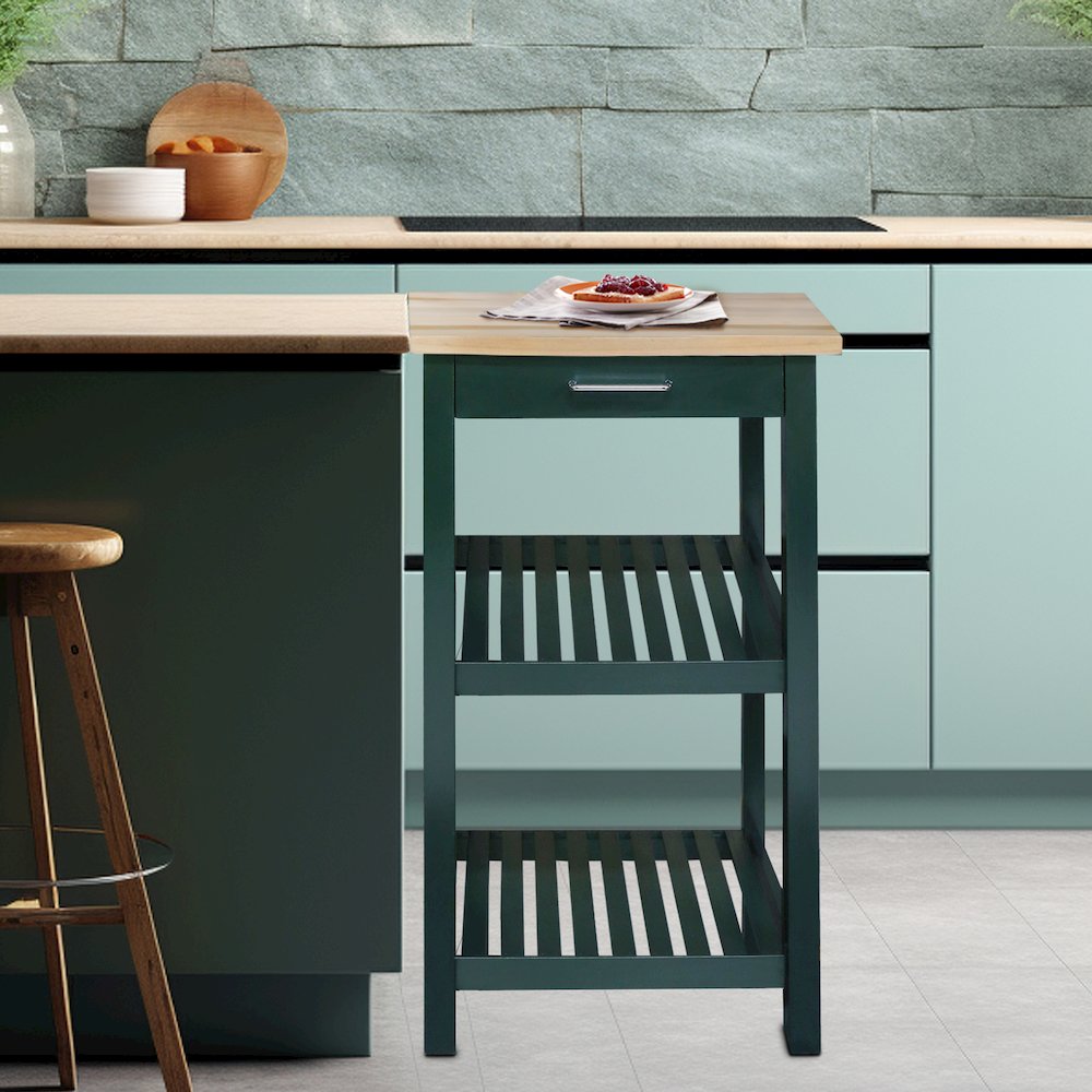 Sunrise Kitchen Island with Solid Wood Top, Hunter Green