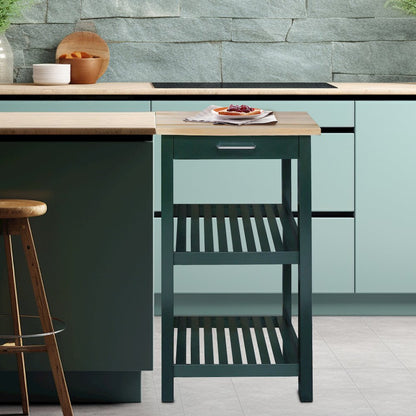Sunrise Kitchen Island with Solid Wood Top, Hunter Green
