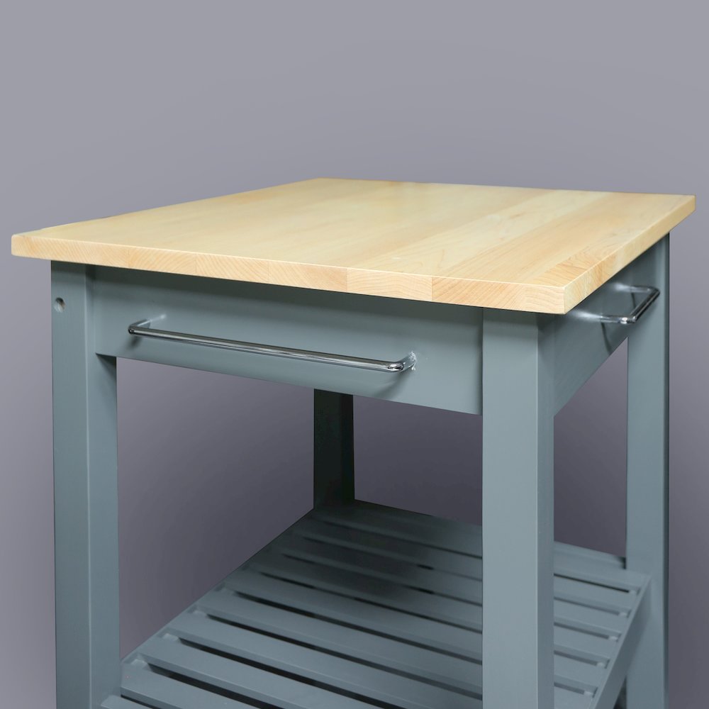 Sunrise Kitchen Island with Solid Wood Top - Slate Gray