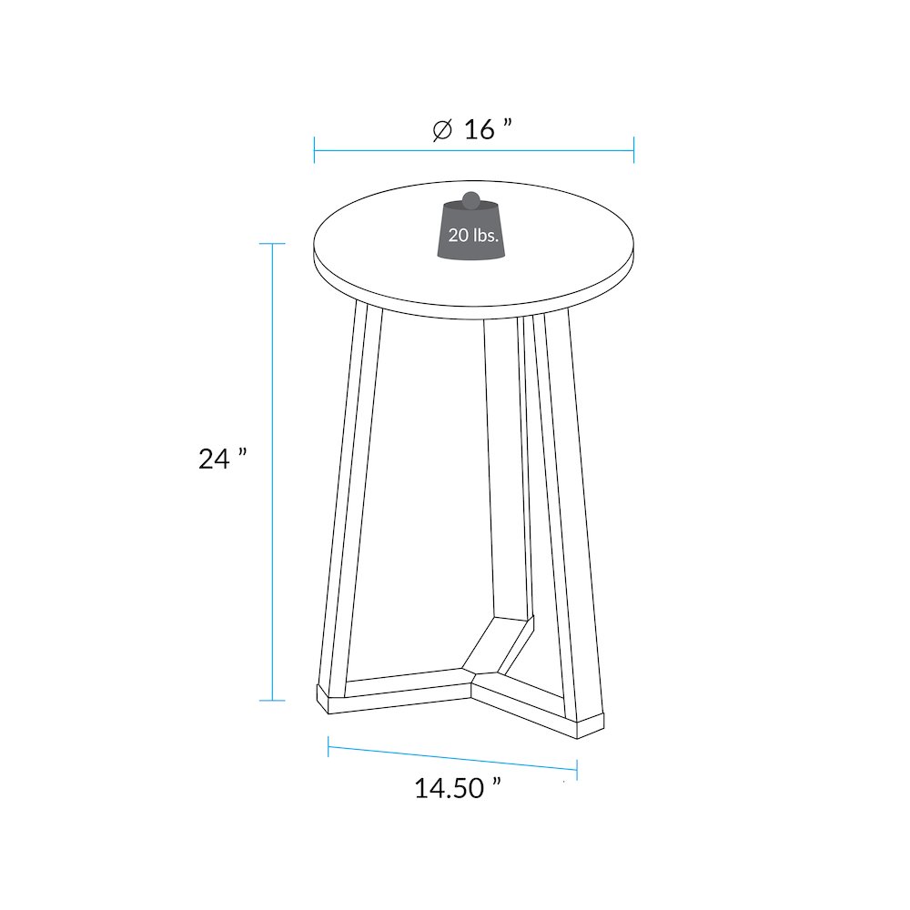 Aesthetic Tripod Round Side Table with Solid American Hardwood Legs, Walnut