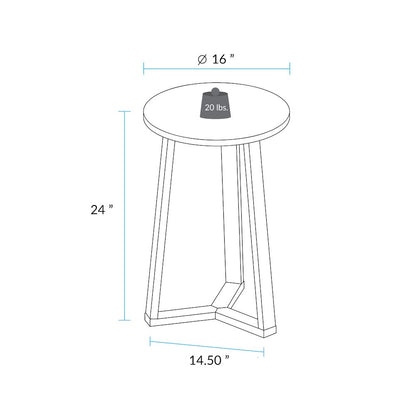 Aesthetic Tripod Round Side Table with Solid American Hardwood Legs, Walnut