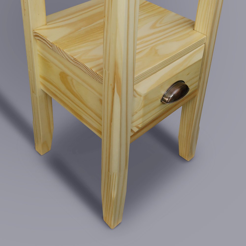 2-Tier Tall Side Table with Drawer - Natural