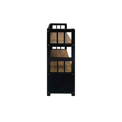Solid Wood 2-Tier Small Bookshelf with Drawer