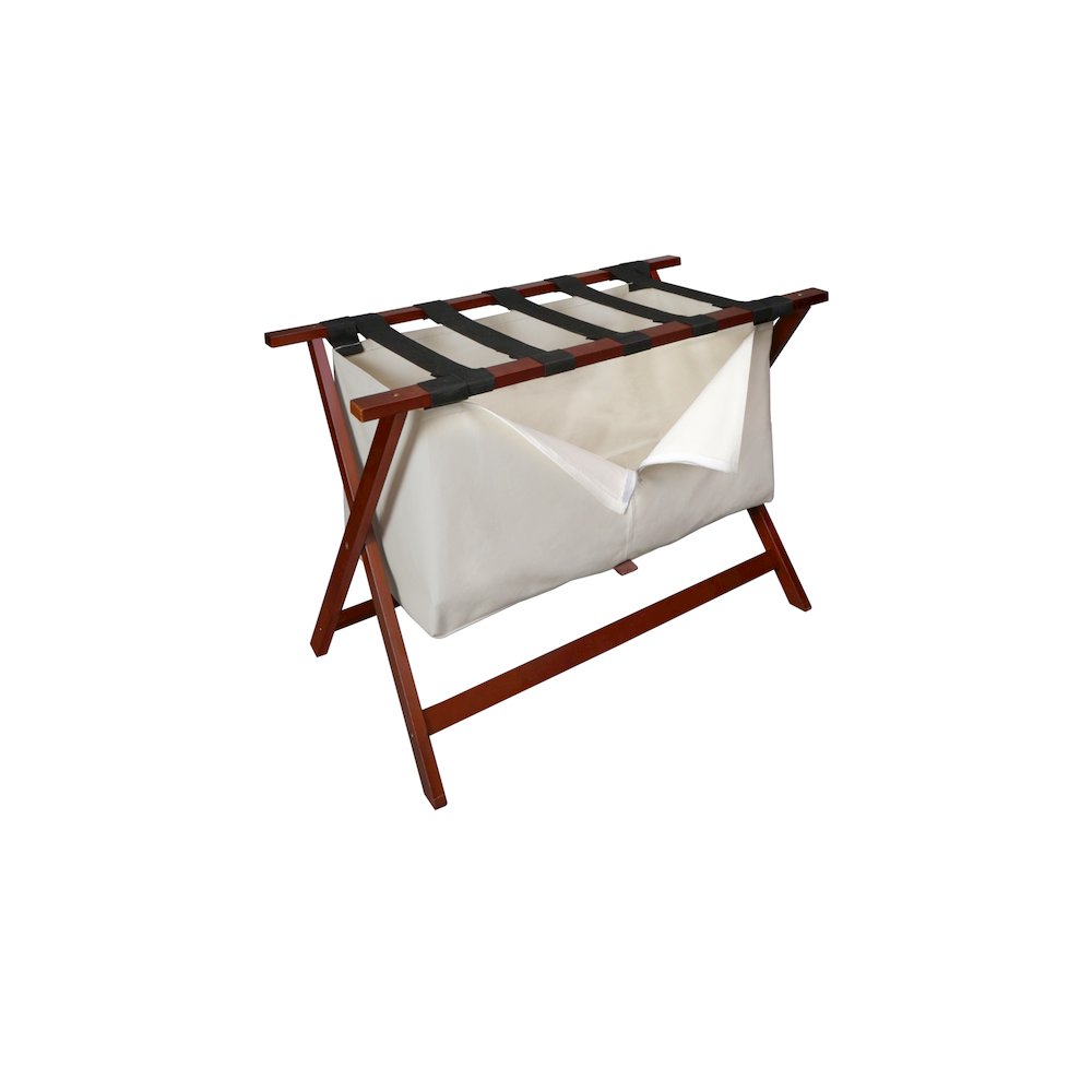 Heavy Duty 34" Extra Wide Luggage Rack with Zippered Laundry Bag- Walnut