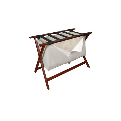 Heavy Duty 34" Extra Wide Luggage Rack with Zippered Laundry Bag- Walnut