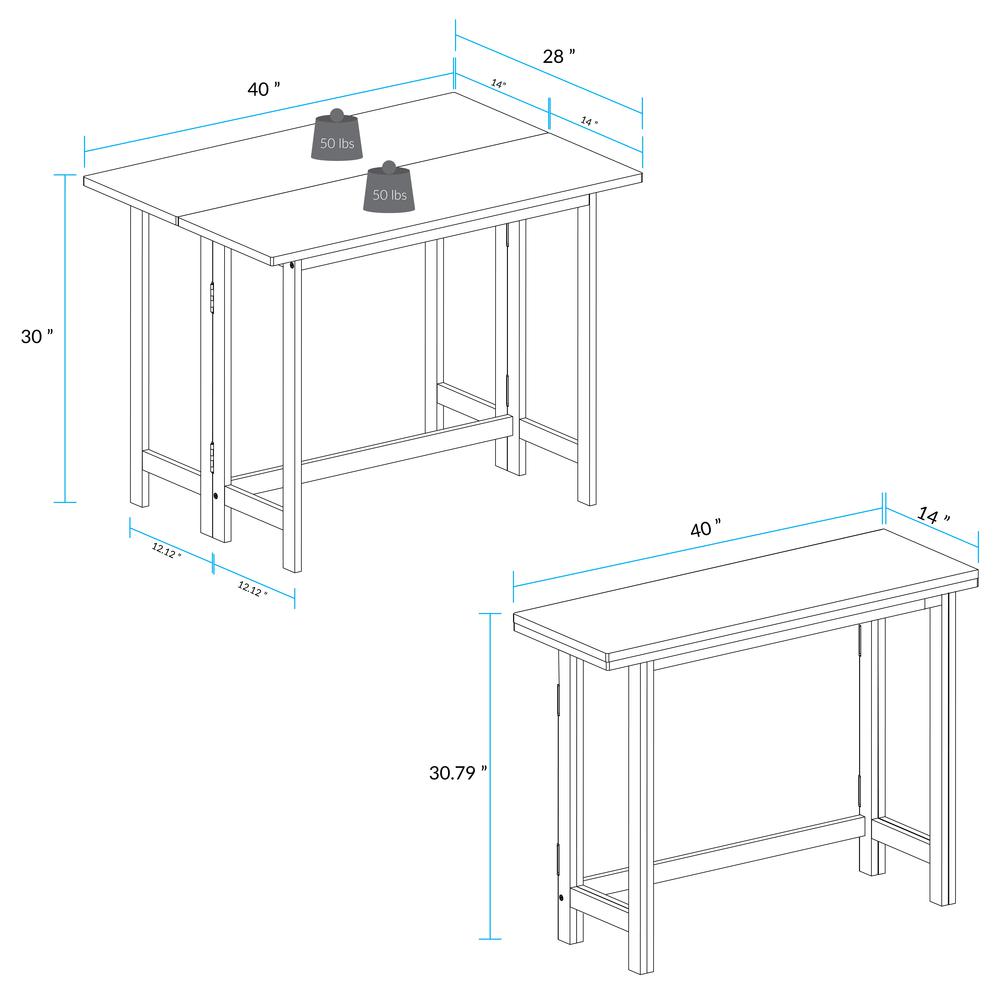 Solid Wood Folding Console to Dining Convertible Table