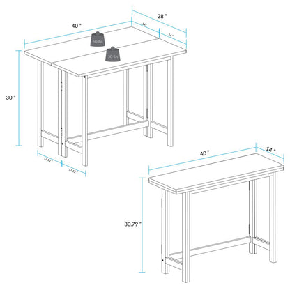 Solid Wood Folding Console to Dining Convertible Table
