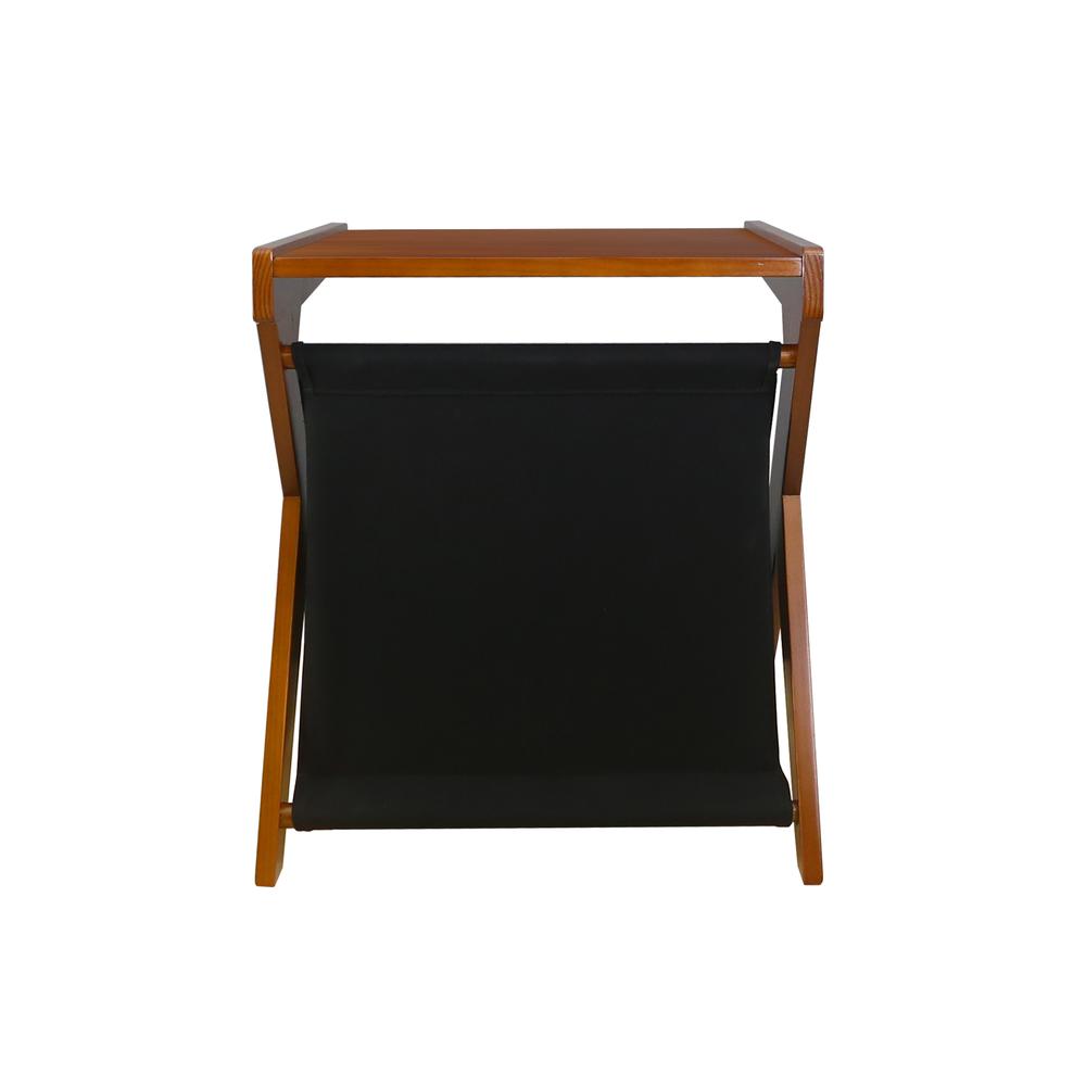 Casual Home Z-Shaped Sofa Side Table with Canvas Storage Basket - Chestnut