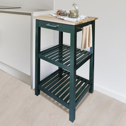 Sunrise Kitchen Island with Solid Wood Top, Hunter Green