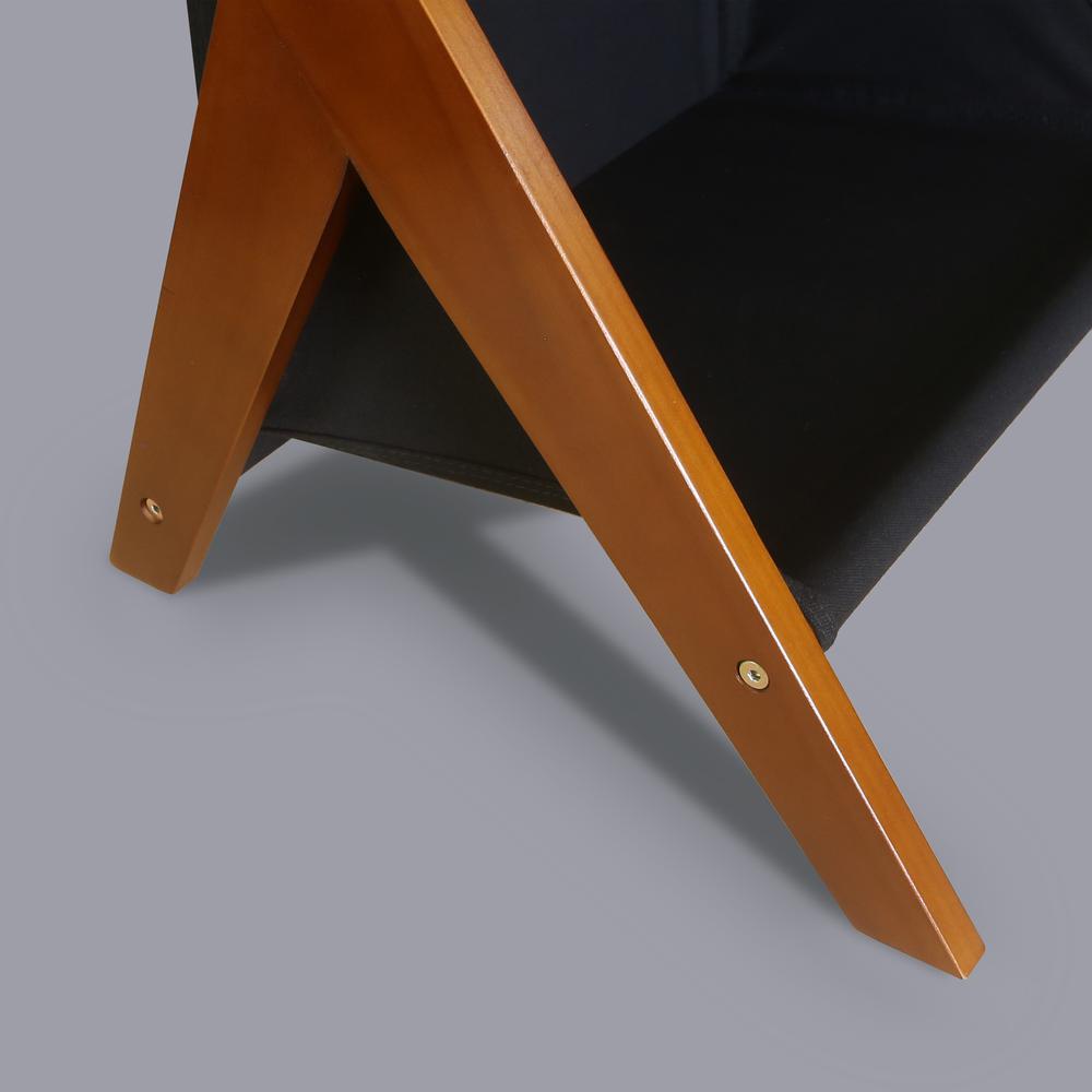 Casual Home Z-Shaped Sofa Side Table with Canvas Storage Basket - Chestnut