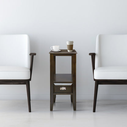 2-Tier Tall Side Table with Drawer - Java