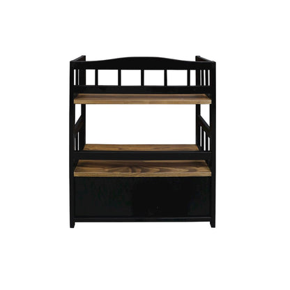 Solid Wood 2-Tier Small Bookshelf with Drawer