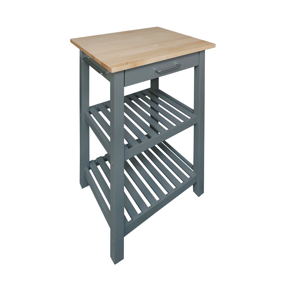 Sunrise Kitchen Island with Solid Wood Top - Slate Gray