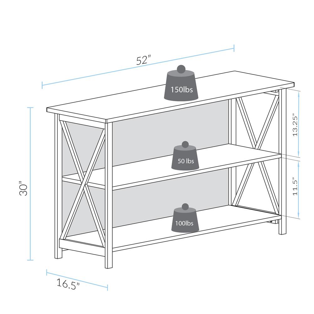 Ashford Console Table / TV Stand with Spacious Shelves, Top made with 100% Solid USA Cherry Wood