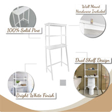 Spacesaver 100% Solid Wood Over The Toilet Rack with Shelves - White