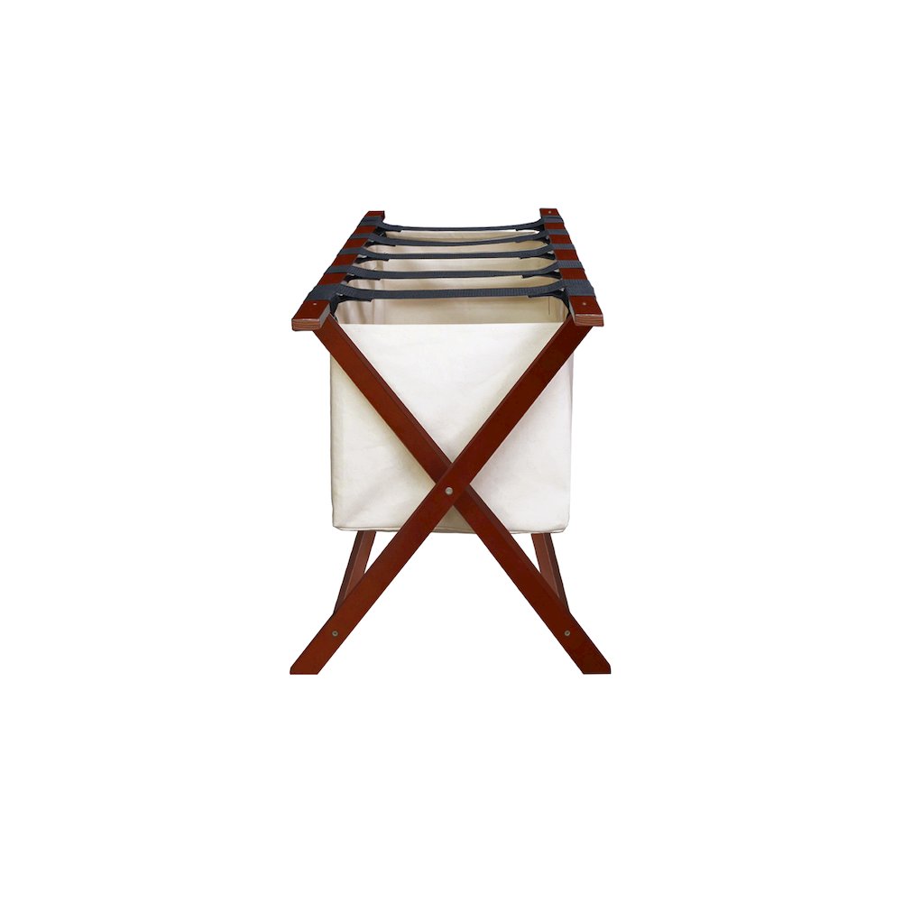 Heavy Duty 34" Extra Wide Luggage Rack with Zippered Laundry Bag- Walnut