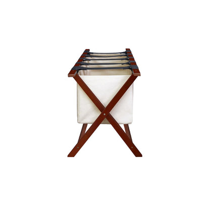 Heavy Duty 34" Extra Wide Luggage Rack with Zippered Laundry Bag- Walnut