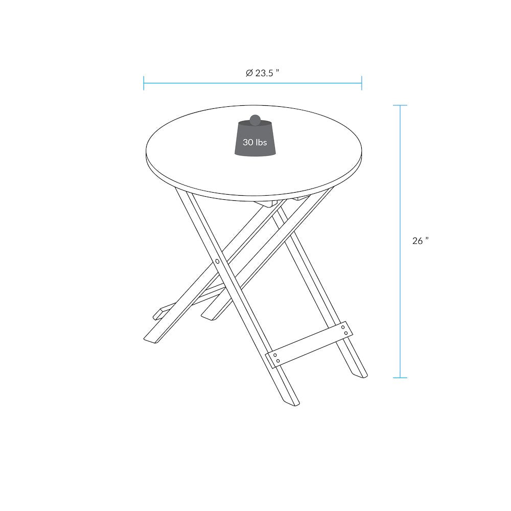 100% Solid Wood Round Folding Table